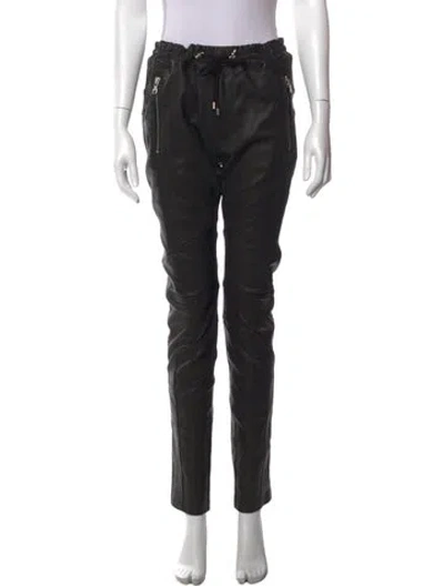 Pre-owned Balmain Leather Skinny Leg Pants In Black