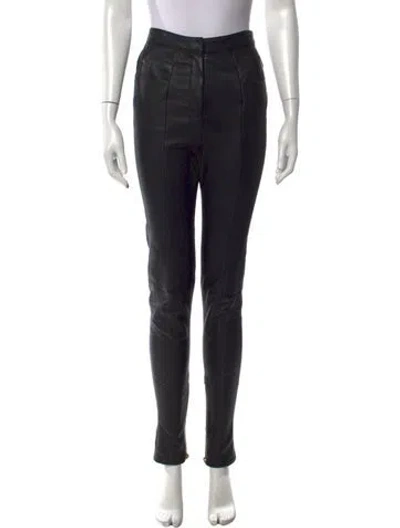 Pre-owned Balmain Leather Skinny Leg Pants In Black