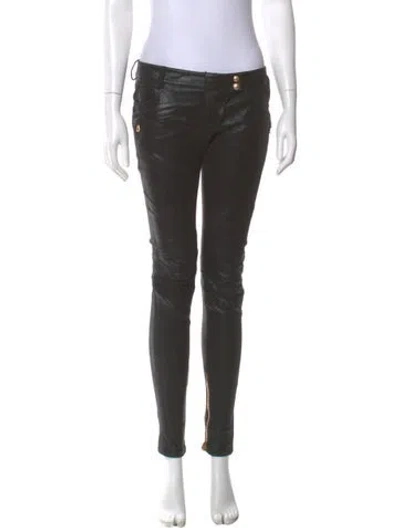 Pre-owned Balmain Leather Skinny Leg Pants In Multi