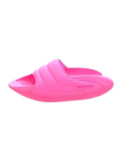 Pre-owned Balmain Leather Slides In Pink