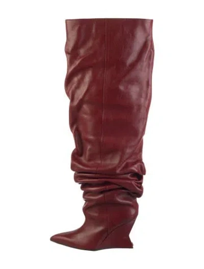 Pre-owned Balmain Leather Slouch Boots In Red
