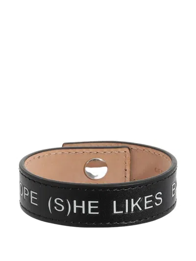 Balmain Leather Snap Bracelet In Black