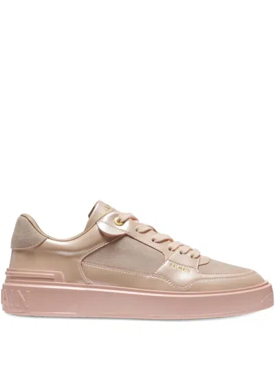 Balmain Leather Sneakers In 粉色
