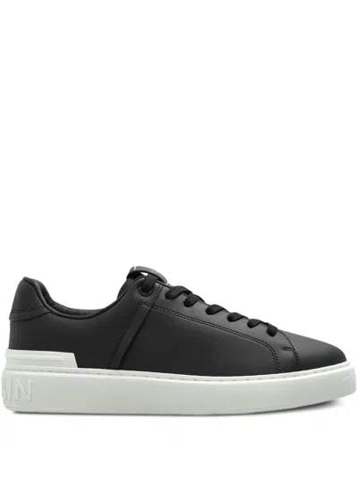 Balmain Leather Sneakers In Black
