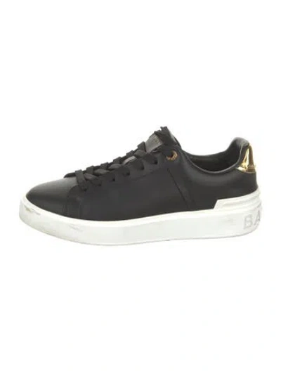 Pre-owned Balmain Leather Sneakers In Black