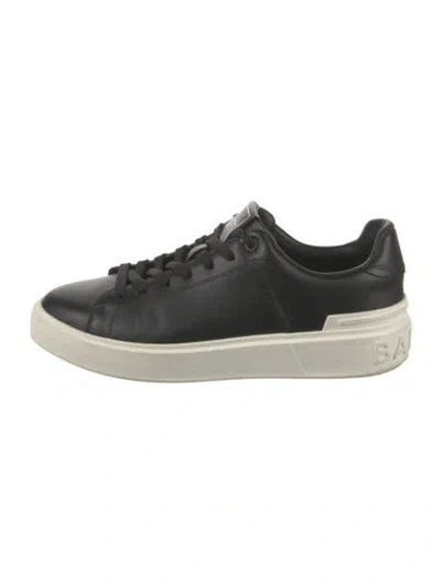 Pre-owned Balmain Leather Sneakers In Black