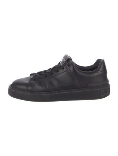 Pre-owned Balmain Leather Sneakers In Black