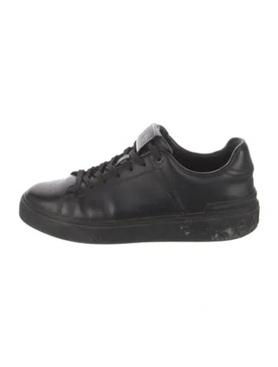 Pre-owned Balmain Leather Sneakers In Black