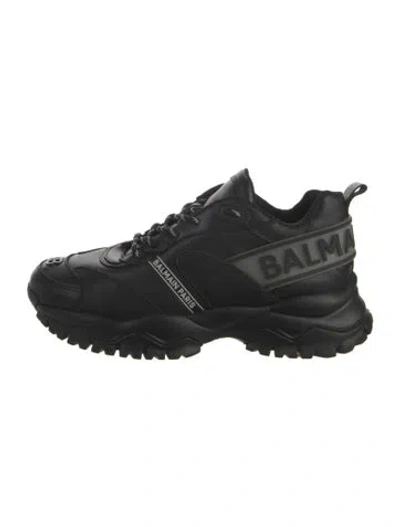 Pre-owned Balmain Leather Sneakers In Black