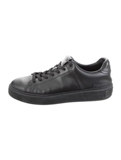Pre-owned Balmain Leather Sneakers In Black