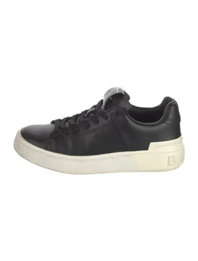 Pre-owned Balmain Leather Sneakers In Black