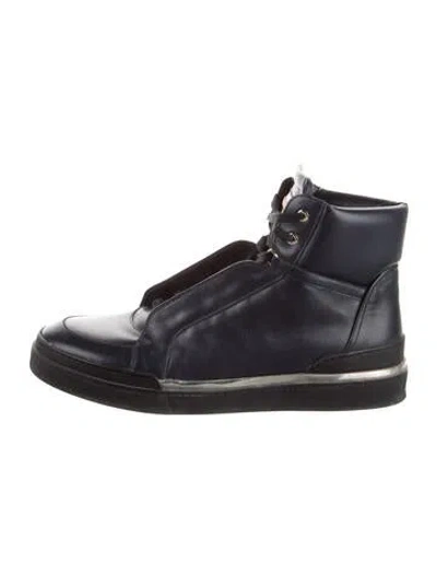 Pre-owned Balmain Leather Sneakers In Blue