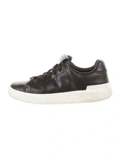 Pre-owned Balmain Leather Sneakers In Grey