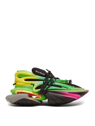 Balmain Leather Sneakers In Multicolour