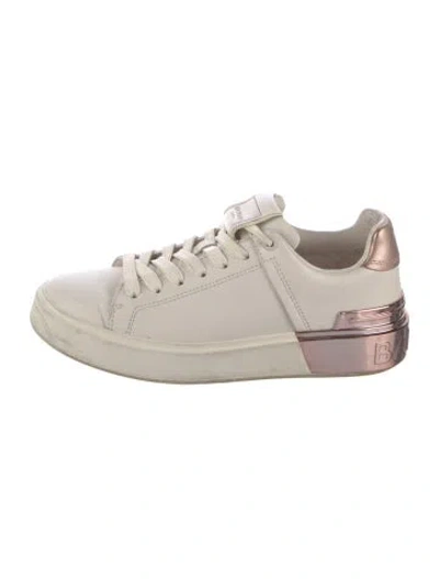 Pre-owned Balmain Leather Sneakers In Neutral