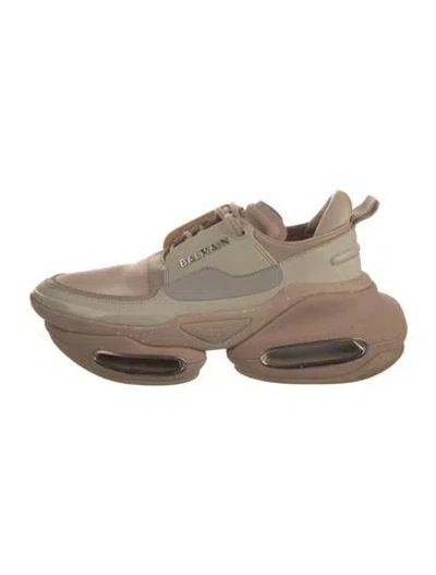 Pre-owned Balmain Leather Sneakers In Neutral