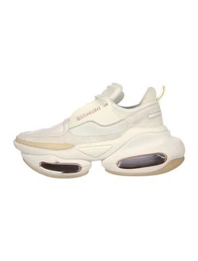Pre-owned Balmain Leather Sneakers In Neutral