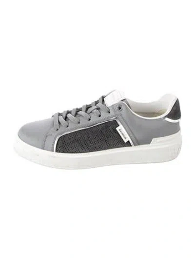 Pre-owned Balmain Leather Sneakers In Silver