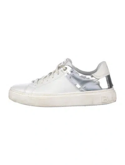 Pre-owned Balmain Leather Sneakers In Silver/white