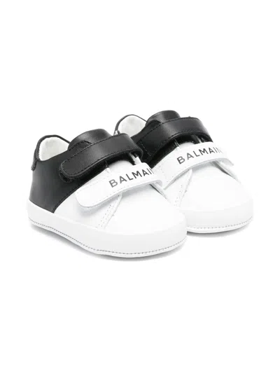 Balmain Babies' Leather Sneakers In White