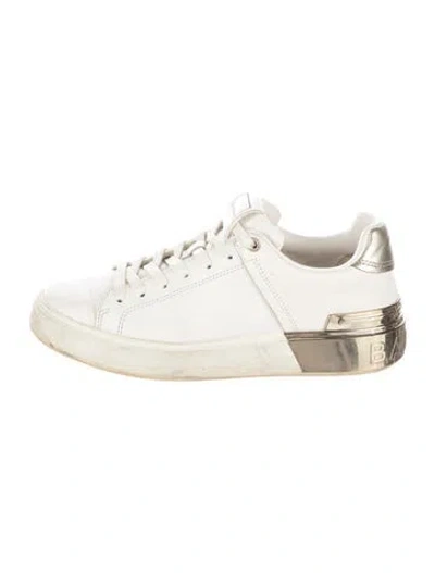 Pre-owned Balmain Leather Sneakers In White