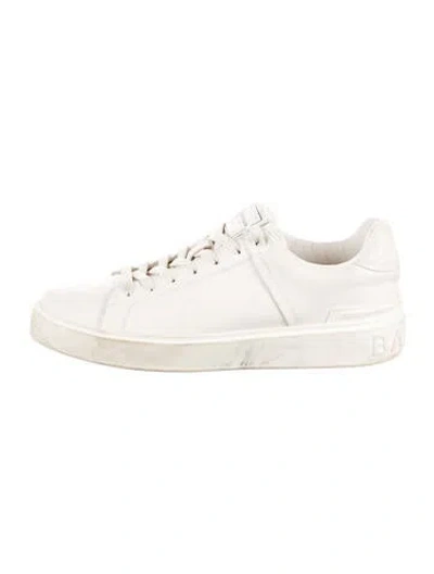Pre-owned Balmain Leather Sneakers In White