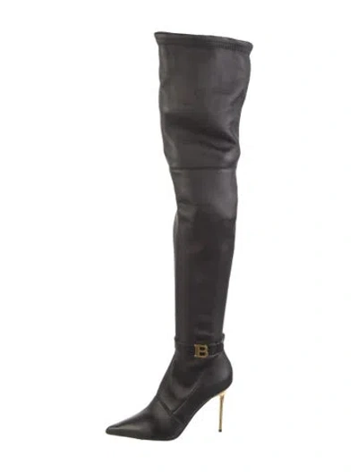 Pre-owned Balmain Leather Sock Boots In Black