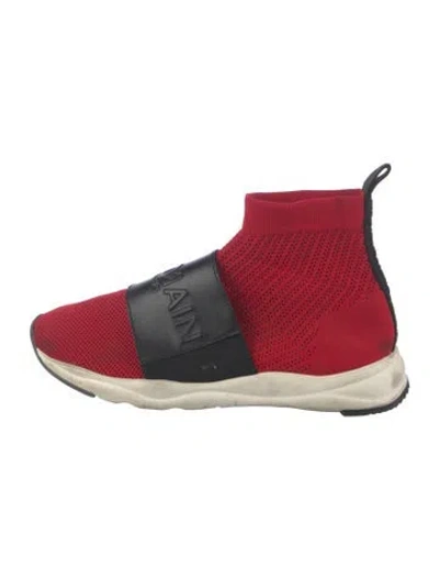 Pre-owned Balmain Leather Sock Sneakers In Red