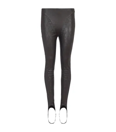 Balmain Quilted Leather Stirrup Leggings In Black