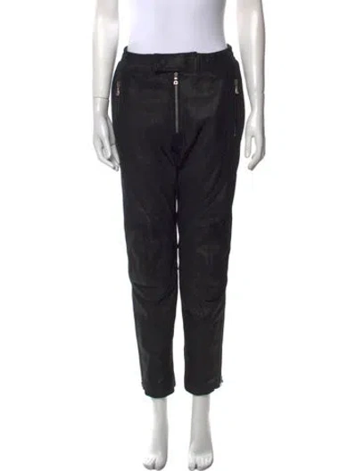 Pre-owned Balmain Leather Straight Leg Pants W/ Tags In Black