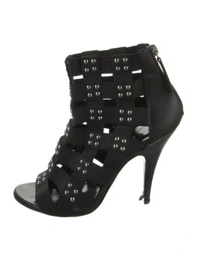 Pre-owned Balmain Leather Studded Accents Gladiator Sandals In Black