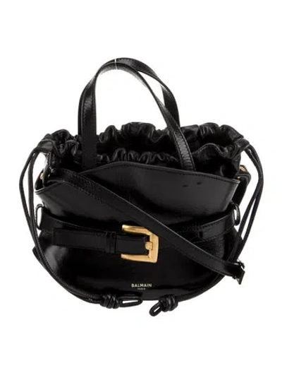 Pre-owned Balmain Leather Top Handle Bag In Black