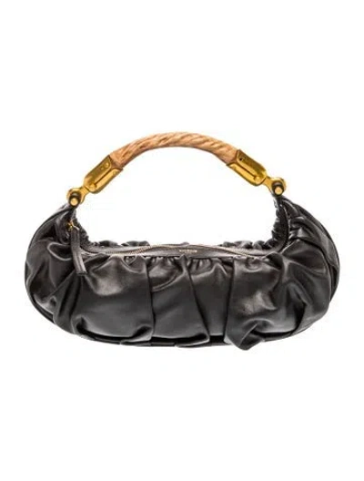 Pre-owned Balmain Leather Top Handle Bag In Black
