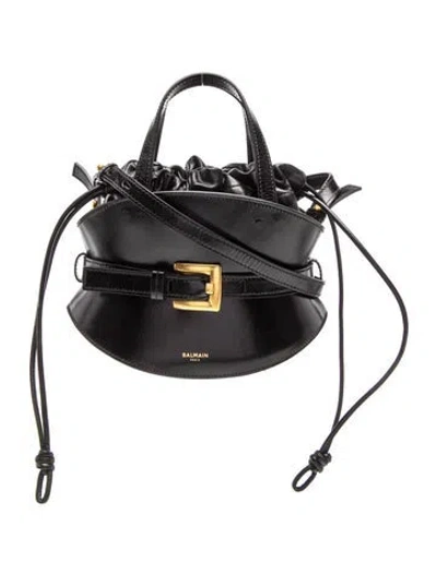 Pre-owned Balmain Leather Top Handle Bag In Black