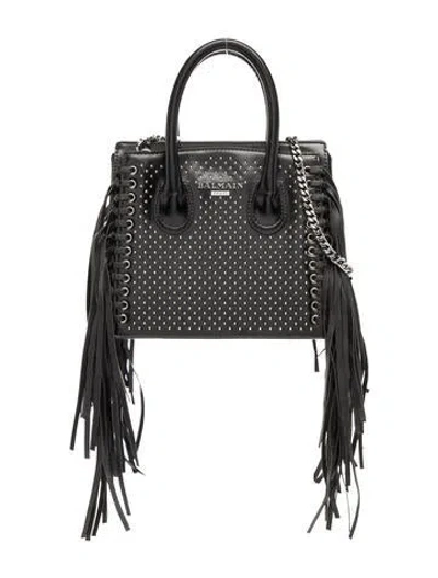 Pre-owned Balmain Leather Top Handle Bag In Black