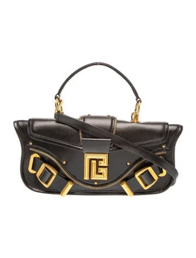 Pre-owned Balmain Leather Top Handle Bag In Black