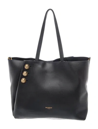 Pre-owned Balmain Leather Top Handle Bag In Black/grey