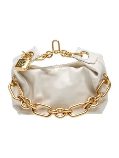 Pre-owned Balmain Leather Top Handle Bag In Neutral