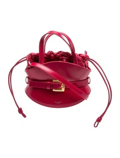 Pre-owned Balmain Leather Top Handle Bag In Red