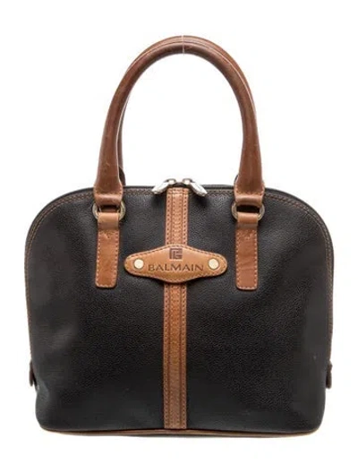 Pre-owned Balmain Leather Top Handle Bag Vintage In Black