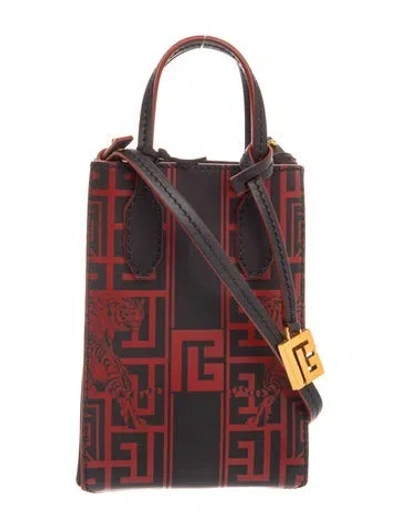 Pre-owned Balmain Leather Top Handle Bag W/ Tags In Burgundy