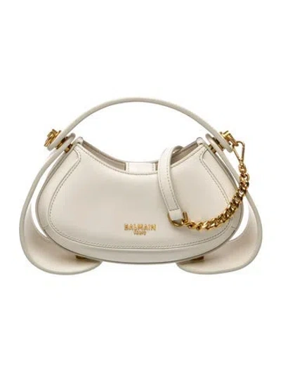 Pre-owned Balmain Leather Top Handle Bag In White