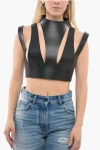 BALMAIN LEATHER TOP WITH CUTOUTS