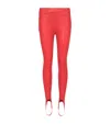 Balmain Quilted Leather Stirrup Leggings In Red