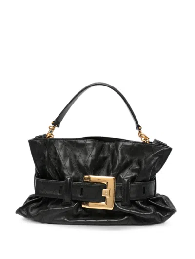 Balmain Anthem Medium Leather Tote In Black
