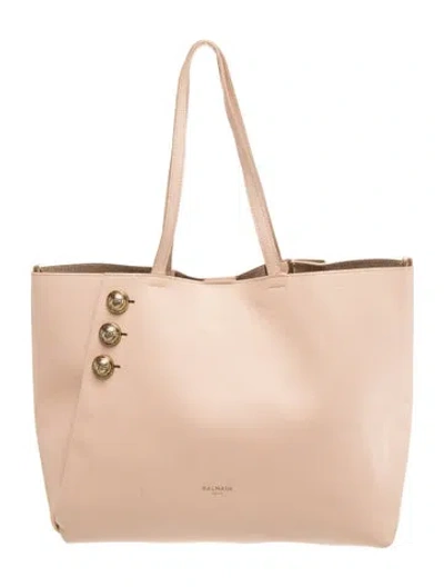 Pre-owned Balmain Leather Tote In Neutrals