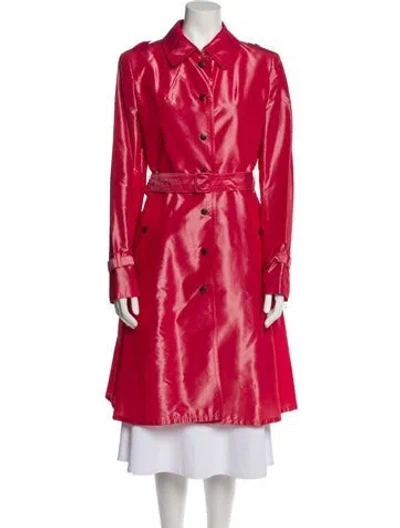 Pre-owned Balmain Leather Trench Coat In Red