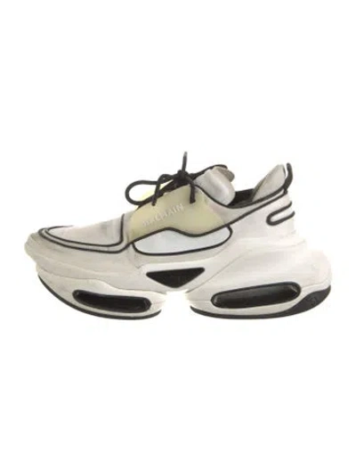 Pre-owned Balmain Leather Trim Embellishment Chunky Sneakers In Neutral