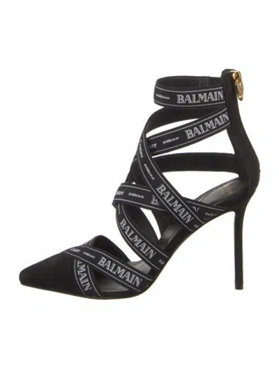 Pre-owned Balmain Leather Trim Embellishment Pumps In Black
