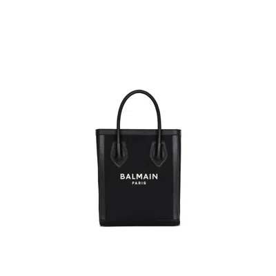 Balmain Leather-trimmed Canvas Tote Bag Women In Black